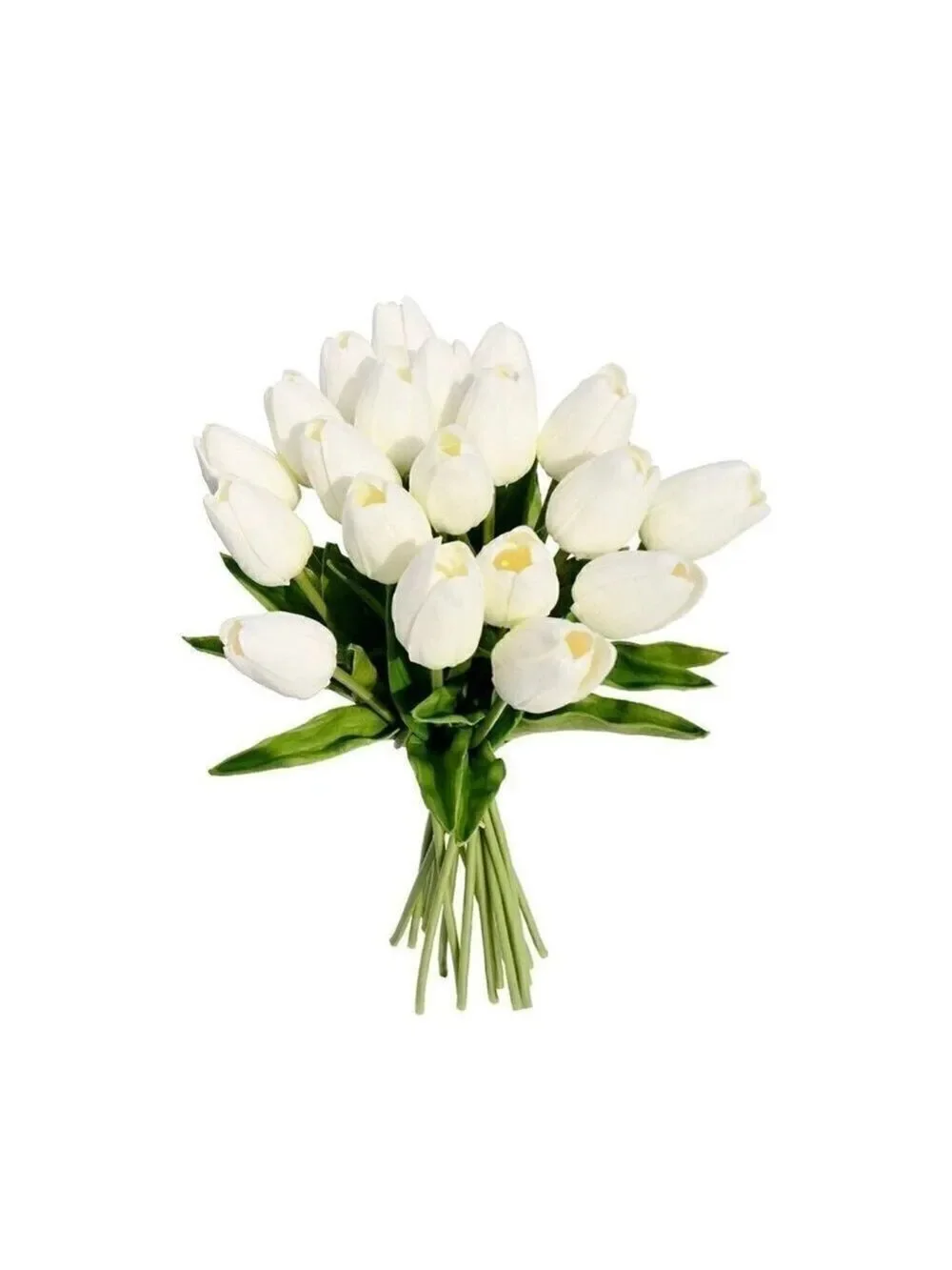 Artificial Creamy White Tulip Stems Bouquet 20 Stems 14 inch Realistic Look Fake